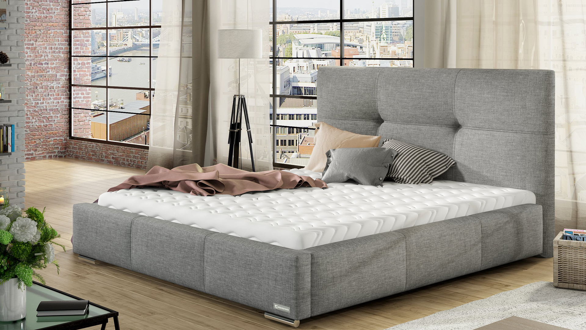 Łóżka tapicerowane z materacami