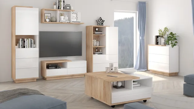 MebloCross   Hybrid salon sonoma jasna   biały połysk