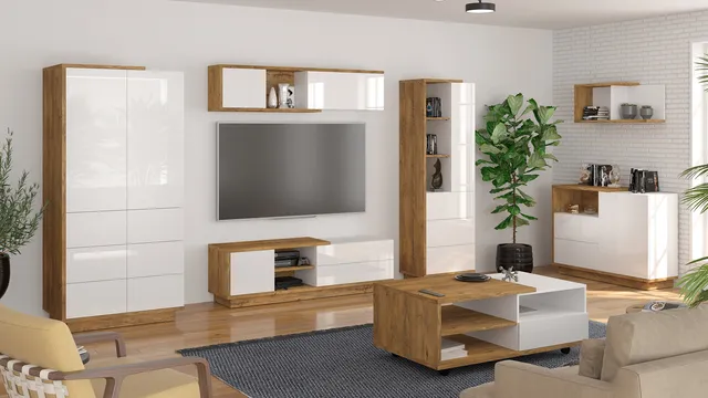MebloCross   Hybrid salon dąb burgundzki   biały połysk