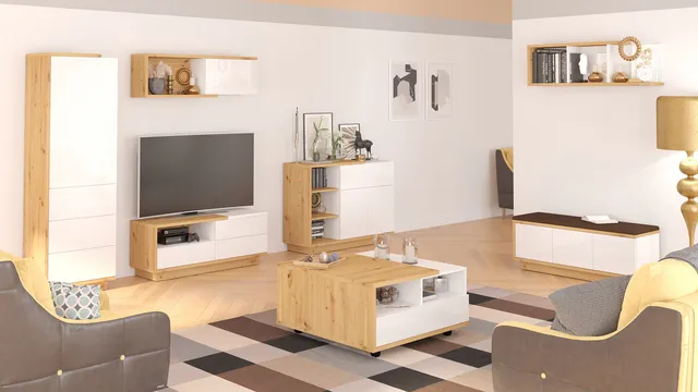 MebloCross   Hybrid salon dąb artisan   biały połysk