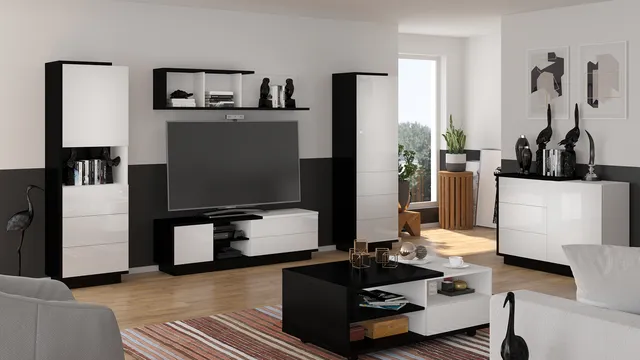 MebloCross   Hybrid salon czarny   biały połysk