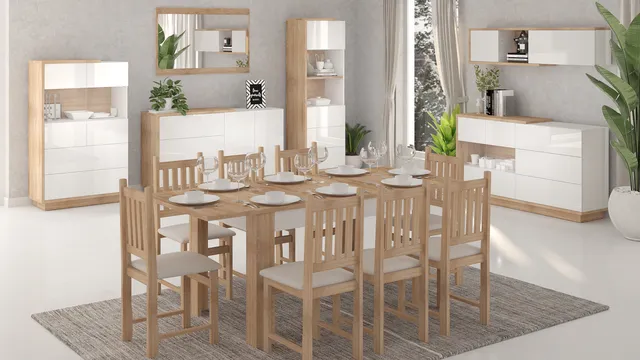 MebloCross   Hybrid jadalnia sonoma jasna   biały połysk