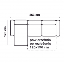 Narożnik z funkcją spania i pojemnikiem 1D(1)SL-2(140)FFP PRO 170x263 SORA Podstawowe