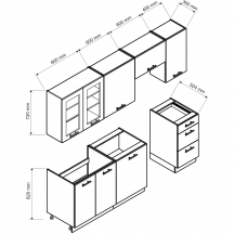 Zestaw mebli kuchennych 1,8/2,4 Biały / Zielony Mat IRMA Podstawowe
