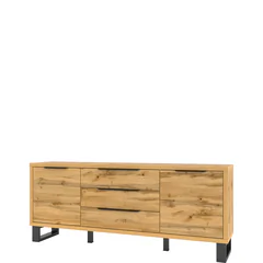 Komoda szeroka 2 drzwi 3 szuflady Dąb Wotan 24N0HK25 TYP-25 HALLE Podstawowe
