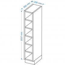 Szafka dolna stojąca otwarta wysoka DK 20/213,7 KOLOR Szkic