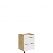 Szafka dolna stojąca 3 szuflady 60 cm GLA-10D GLAMOUR WHITE Podstawowe