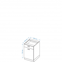 Szafka dolna stojąca 1 drzwi 1 szuflada DS 5/1 ELIN Szkic