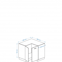 Szafka dolna stojąca narożna 2 drzwi DNPP 9 ELIN Szkic