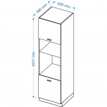 Szafka dolna wysoka słupek pod zabudowę piekarnika i mikrofali 2 drzwi SPM 6 ELIN Szkic