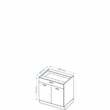 Szafka dolna stojąca 2 drzwi 1 szuflada DS. 8/1 ELIN Szkic