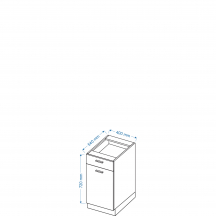 Szafka dolna stojąca 1 drzwi 1 szuflada DS 4/1 BLANKA Szkic
