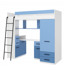Łóżko piętrowe SMYK Lewe Biały / Błękit / Niebieski Podstawowe