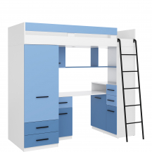 Łóżko piętrowe SMYK Prawe Biały / Błękit / Niebieski Podstawowe