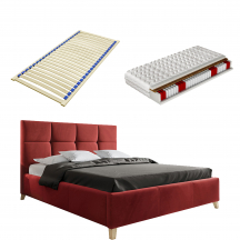 Łóżko tapicerowane SARA 160 x 200 z materacem i ze stelażem easypack Podstawowe