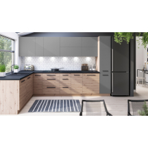 Zestaw mebli kuchennych 210 x 330 cm Beige Mat / Dąb Artisan LANGEN Podstawowe