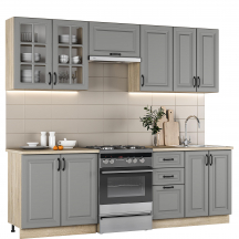 Zestaw mebli kuchennych 240 cm ELIZABETH Popiel Podstawowe