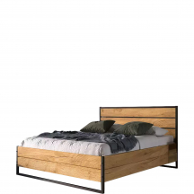 Łóżko dębowe LOFT z pojemnikiem i stelażem drewnianym bez materaca Podstawowe