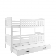 Łóżko 3-osobowe dziecięce KUBUŚ z materacami Biały Podstawowe (1)