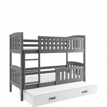 Łóżko 3-osobowe dziecięce KUBUŚ z materacami Grafit Podstawowe (1)