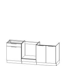 Zestaw szafek dolnych 200 cm P6 bez blatu Dąb Złoty KAM SET Szkic