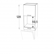 Szafka górna wisząca nadstawka 1 drzwi pod zabudowę piekarnika NWPD60.1SS/71 KAMMONO P4 Podstawowe