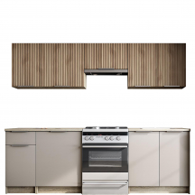 Zestaw mebli kuchennych TATIANA 240 cm Orzech / Kaszmir Podstawowe