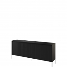 Komoda TR-04 ryflowana z oświetleniem Czarna / frez Prosty TREND Podstawowe