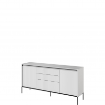 Komoda TR-01 ryflowana z oświetleniem Biała / frez Półkole TREND Podstawowe