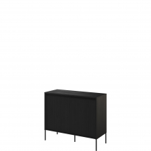 Komoda TR-02 ryflowana z oświetleniem Czarna / frez Prosty TREND Podstawowe