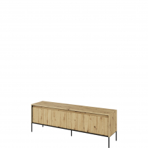 Szafka RTV TR-05 ryflowana z oświetleniem Dąb Artisan / frez Prosty TREND Podstawowe