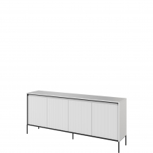 Komoda TR-04 ryflowana z oświetleniem Biała / frez Półkole TREND Podstawowe