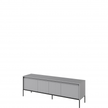 Szafka RTV TR-05 ryflowana z oświetleniem Szara / frez Półkole TREND Podstawowe