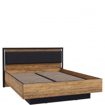 Łóżko 160 x 200 ze stelażem, pojemnikiem i oświetleniem HYTL1162B-M215 HAYATO Podstawowe