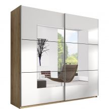 Szafa dwudrzwiowa z lustrem 221 cm San Remo Jasne / Biały 22AE1658 TYP-58 BETA Podstawowe