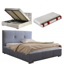 Łóżko tapicerowane LILY 180 x 200 z materacem ze stelażem i z pojemnikiem na pościel Podstawowe (1)