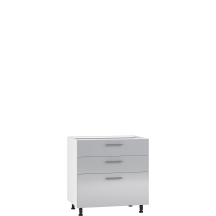 Szafka dolna stojąca 3 szuflady D3S-80/82 Hettich Biały / Jasny Popiel Połysk VENTO Podstawowe