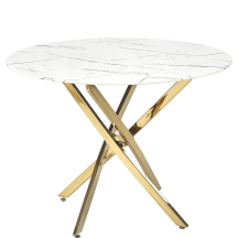 Stół okrągły 100x100x73 RAYMOND 2 Złoty / Biały Marmur Podstawowe