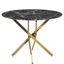 Stół okrągły 100x100x73 RAYMOND 2 Złoty / Czarny Marmur Podstawowe