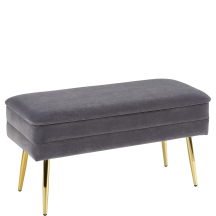 Ławka ze schowkiem VELVA popielaty / złoty Podstawowe