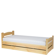 Łóżko drewniane sosnowe 90 x 200 ze stelażem i pojemnikiem otwieranym od boku LK144 BOX Podstawowe