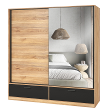 Szafa z lustrem 150 cm Dąb Mauvella / Czarny 22MW1661 TYP-61 BETA Podstawowe