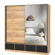 Szafa z lustrem 200 cm Dąb Mauvella / Czarny 22MW1663 TYP-63 BETA Podstawowe