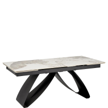 Stół rozkładany 180-260x90x75 HILARIO Biały Marmur / Czarny Podstawowe