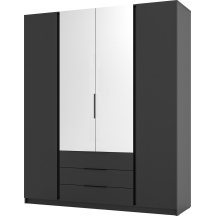 Szafa czterodrzwiowa 2F 2 lustra 3S Czarna KAJA Podstawowe