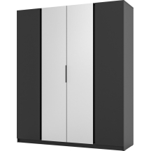 Szafa czterodrzwiowa 2F 2 lustra Czarna KAJA Podstawowe