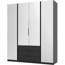 Szafa czterodrzwiowa z lustrem i szufladami Czarna KAJA Podstawowe