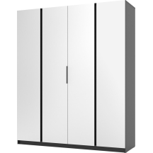 Szafa czterodrzwiowa z lustrem Czarna KAJA Podstawowe