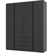 Szafa czterodrzwiowa z szufladami Czarna KAJA Podstawowe