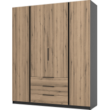 Szafa czterodrzwiowa z szufladami Czarny / Dąb Evoke KAJA Podstawowe